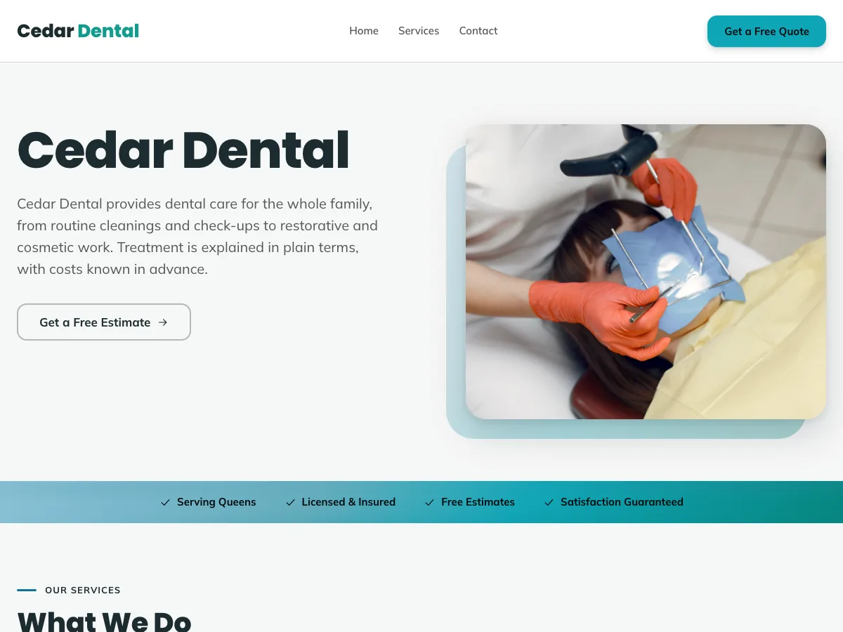 Cedar Dental — concept build